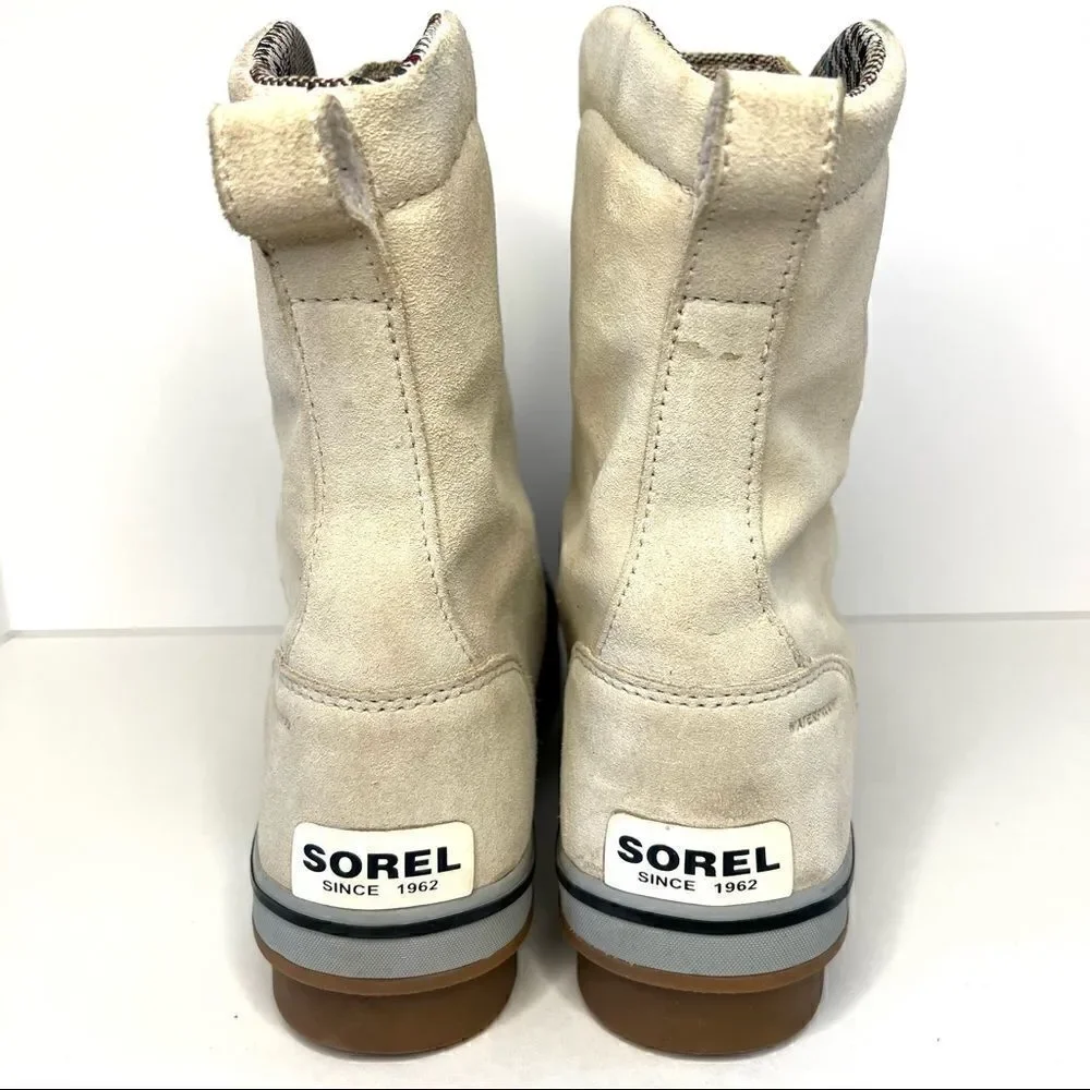 Sorel Tivoli Camp 18 Waterproof Snow Winter Duck Blue Tan Suede Womens Boots 7.5